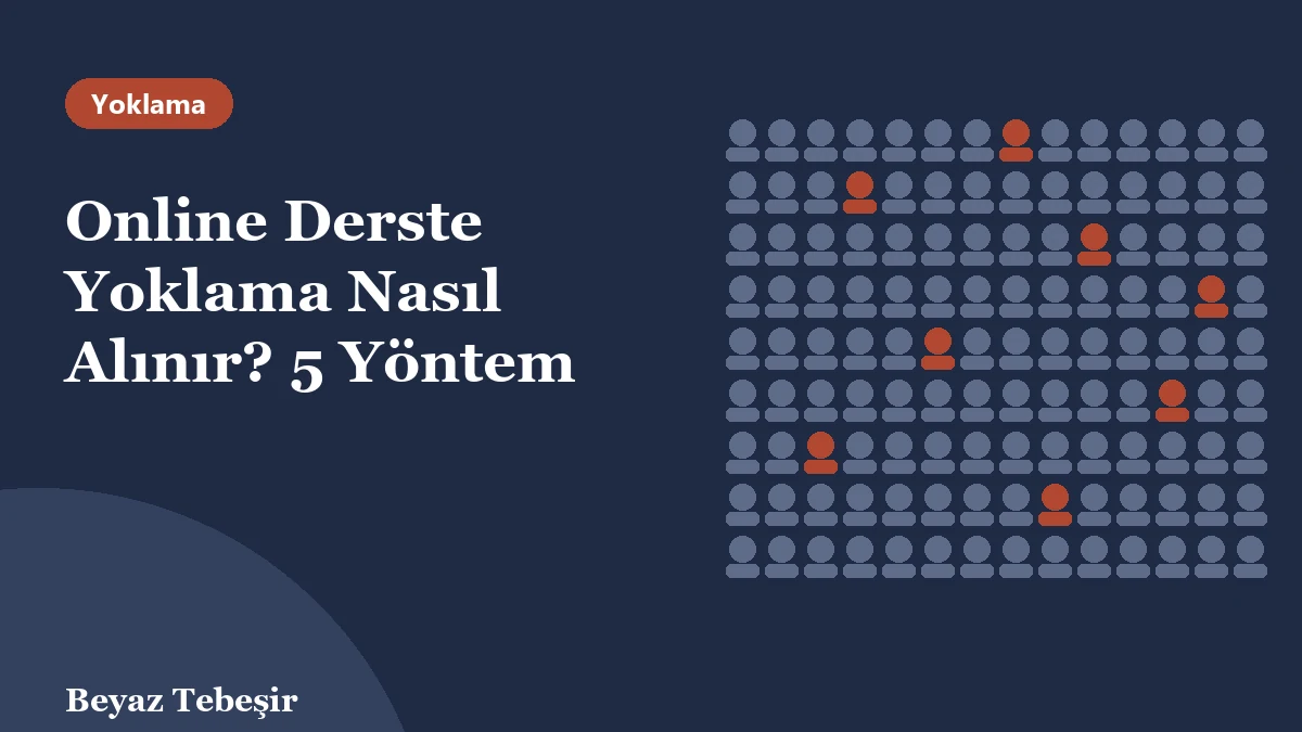 Online derste yoklama: ekrandaki öğrenci kareleri arasında yoklamaya katılanlar vurgulanmış sınıf görünümü