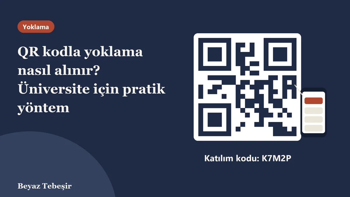 QR kod ile yoklama: tahtadaki QR kodu telefonuyla okutan öğrenci
